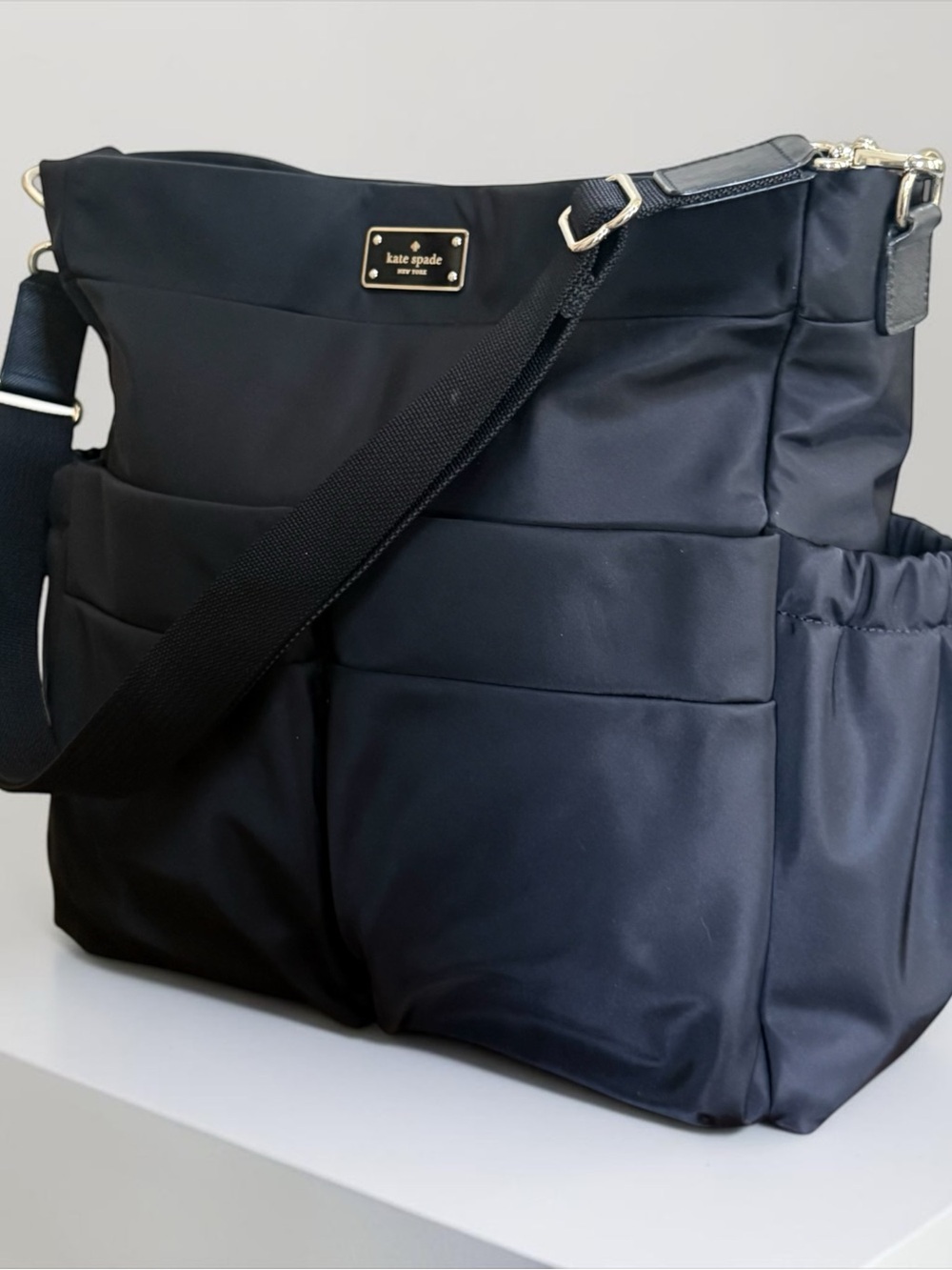 Kate Spade Black Nylon Multi Pocket Utility Diaper Crossbody Shoulder Tote - Picture 2 of 13